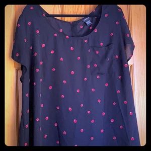 Torrid - Size 3 - lady bug polyester blouse